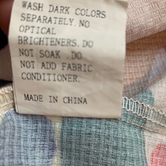 Shein Bright Floral Watercolors Crop Top Sz L Scalloped Hem 256F - Picture 8 of 8